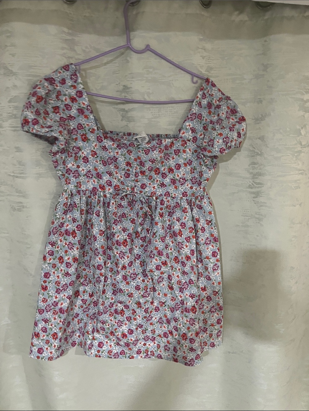 Planet Gold Pink and White Floral Puff Sleeve Dress